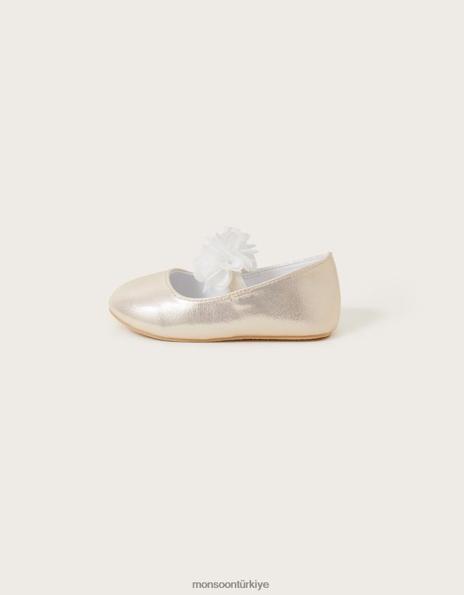 Monsoon çocuklar bebek ella korsaj yürüteç ayakkabı altın JH86BT2752 ayakkabı altın