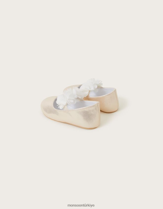 Monsoon çocuklar bebek ella korsaj yürüteç ayakkabı altın JH86BT2752 ayakkabı altın