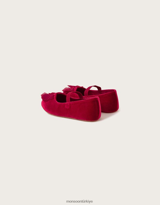 Monsoon çocuklar cancan kadife yürüteç ayakkabı kırmızı JH86BT2310 ayakkabı kırmızı