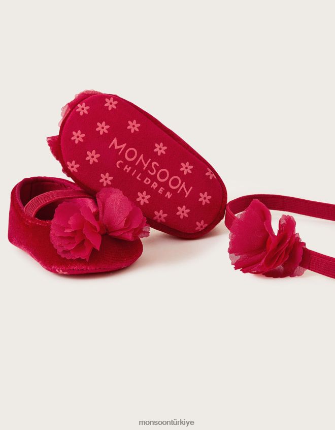 Monsoon çocuklar cancan kadife yürüyüşçü kırmızı JH86BT2313 ayakkabı kırmızı