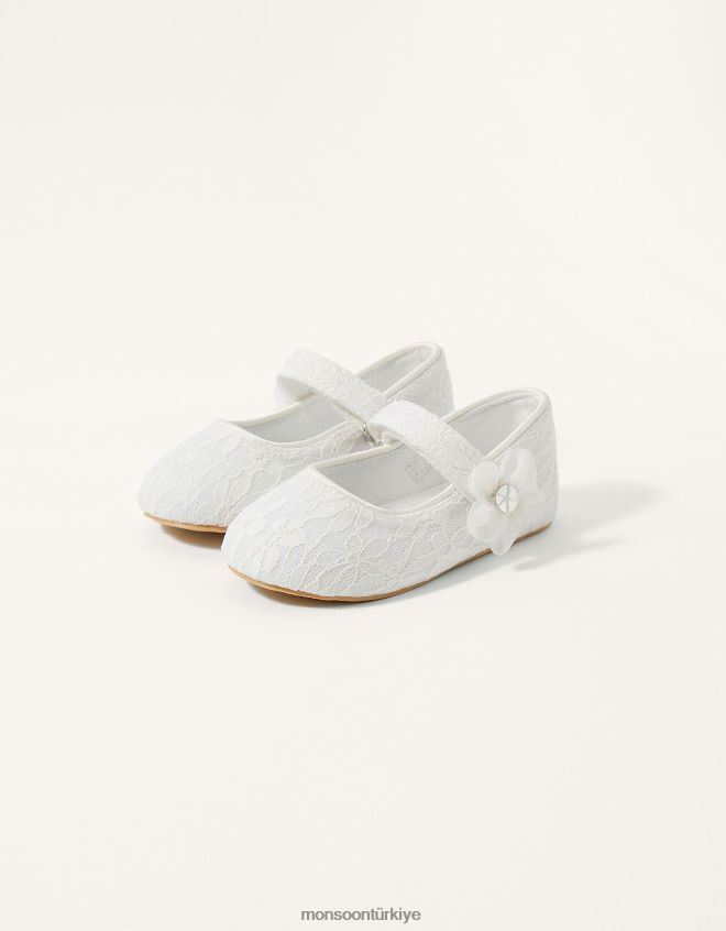 Monsoon çocuklar dantel fiyonklu yürüteç ayakkabı fildişi JH86BT2774 ayakkabı fildişi