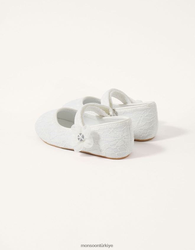 Monsoon çocuklar dantel fiyonklu yürüteç ayakkabı fildişi JH86BT2774 ayakkabı fildişi