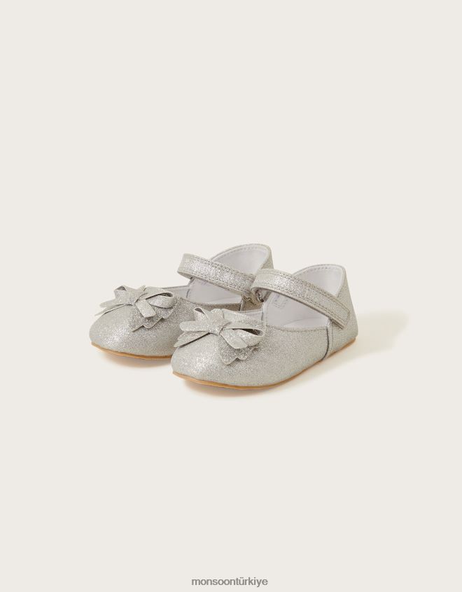 Monsoon çocuklar ışıltı yaylı yürüteç ayakkabı gümüş JH86BT2303 ayakkabı gümüş