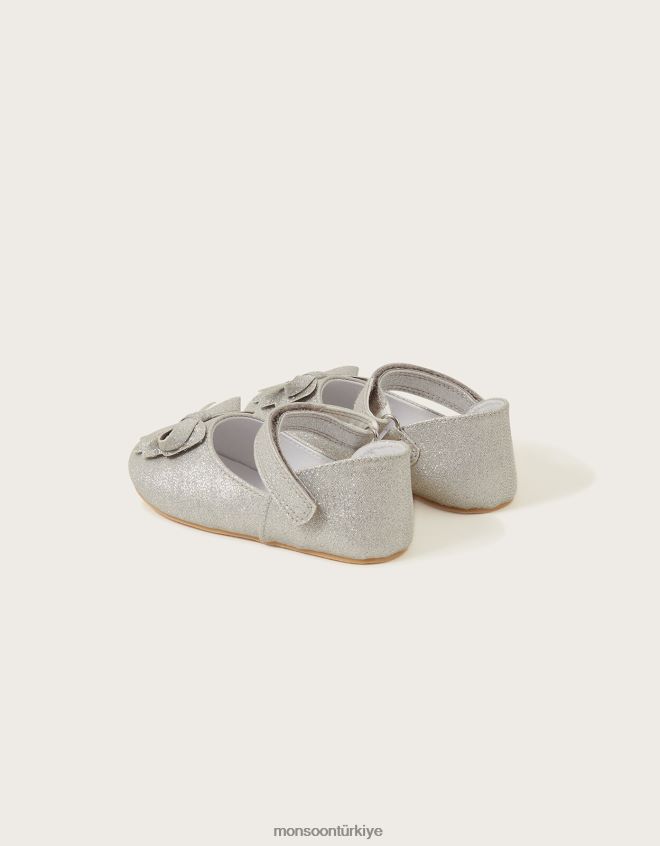 Monsoon çocuklar ışıltı yaylı yürüteç ayakkabı gümüş JH86BT2303 ayakkabı gümüş