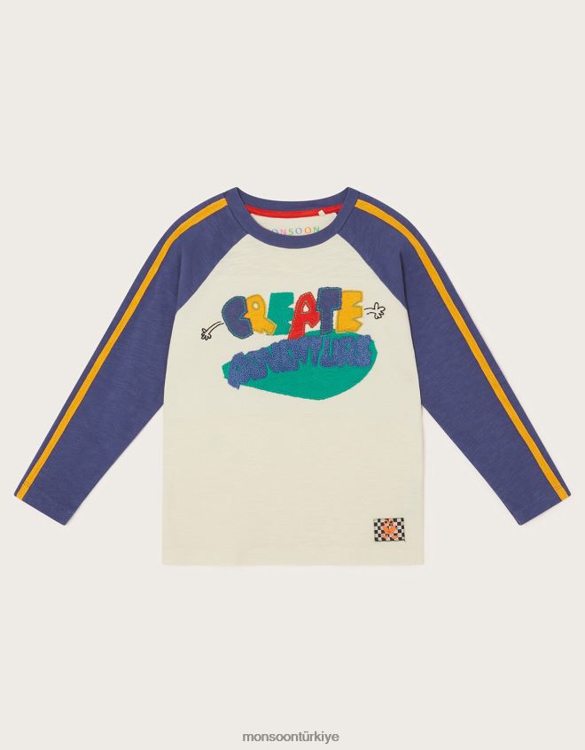 Monsoon erkek çocuk macera çizgili tişört yarat JH86BT2193 Giyim fildişi