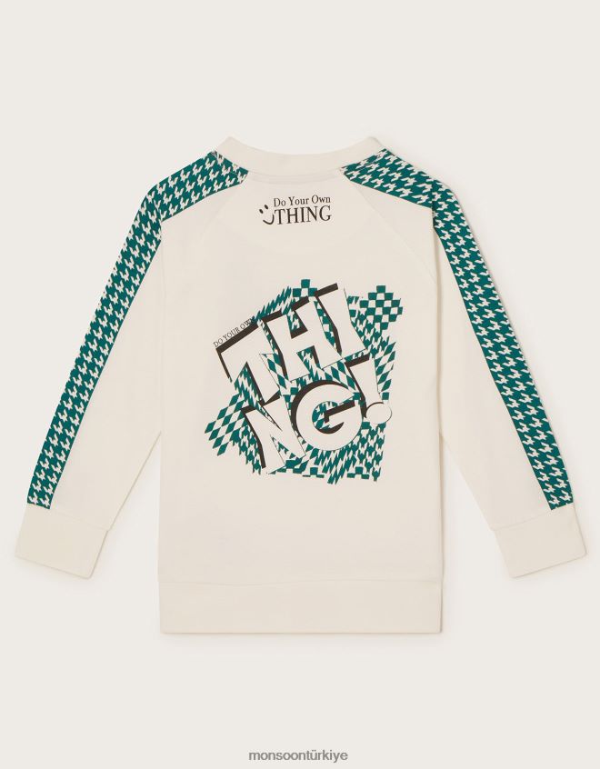 Monsoon erkek çocuk uzun kollu sloganlı tişört JH86BT2202 Giyim fildişi