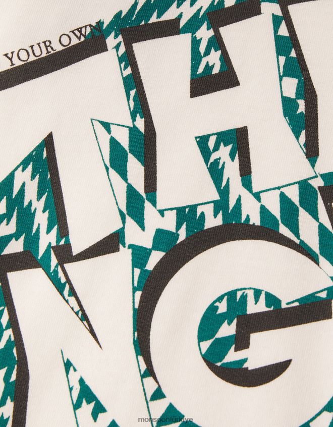 Monsoon erkek çocuk uzun kollu sloganlı tişört JH86BT2202 Giyim fildişi