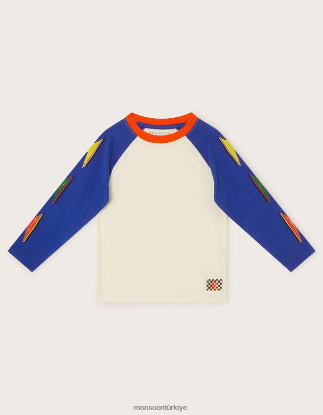 Monsoon erkek çocuk yıldırım cıvata tişört JH86BT2204 Giyim fildişi