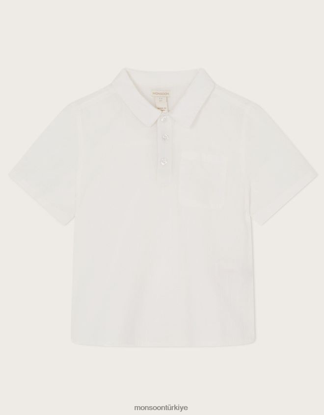 Monsoon erkek çocuk yarım patlı şantuklu gömlek JH86BT2288 Giyim fildişi