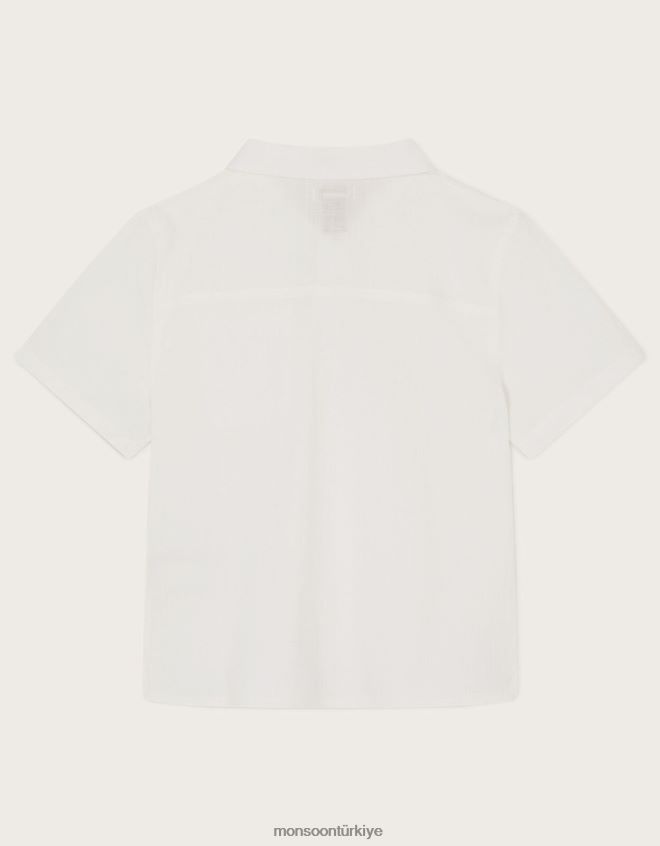 Monsoon erkek çocuk yarım patlı şantuklu gömlek JH86BT2288 Giyim fildişi