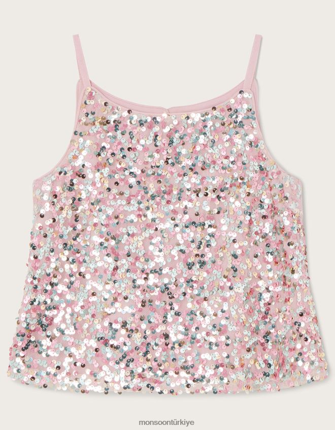 Monsoon kız Truth disco pullu askılı üst JH86BT1608 Giyim pembe