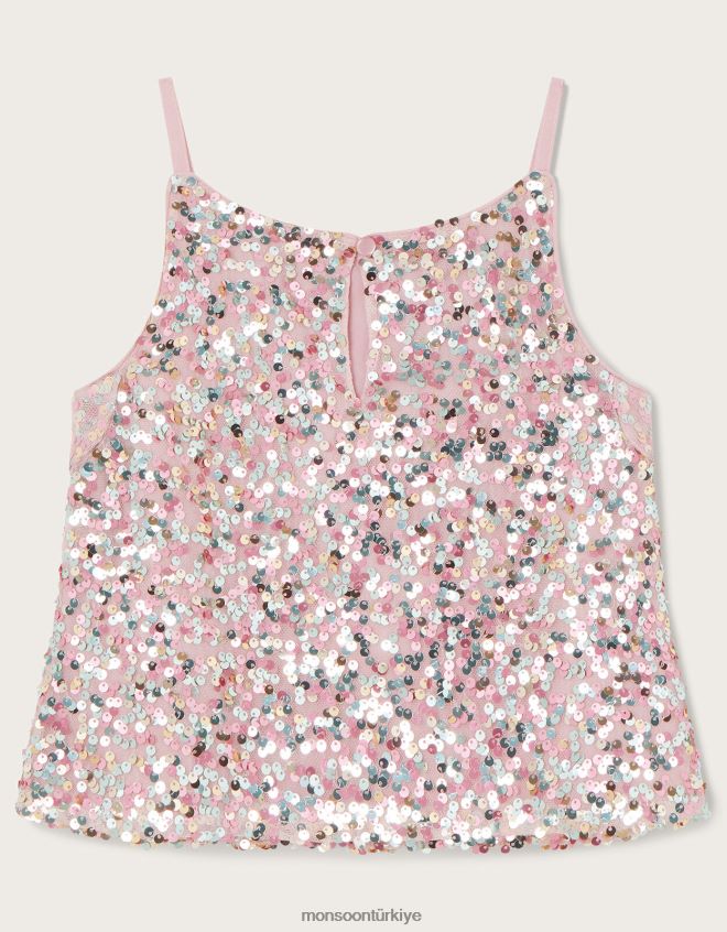 Monsoon kız Truth disco pullu askılı üst JH86BT1608 Giyim pembe