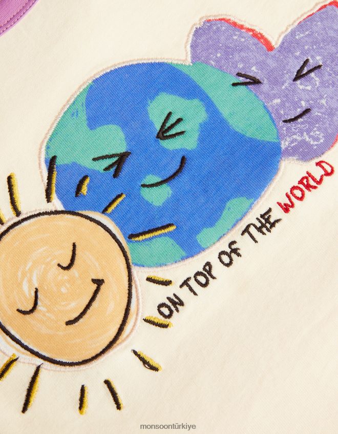 Monsoon kız dünyanın en üstünde reglan tişört JH86BT1595 Giyim fildişi