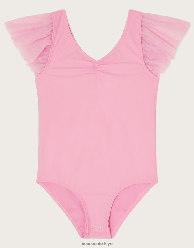 Monsoon kız harikalar diyarı fırfır kollu tek parça streç giysi JH86BT1841 Giyim pembe (koyu pembe)