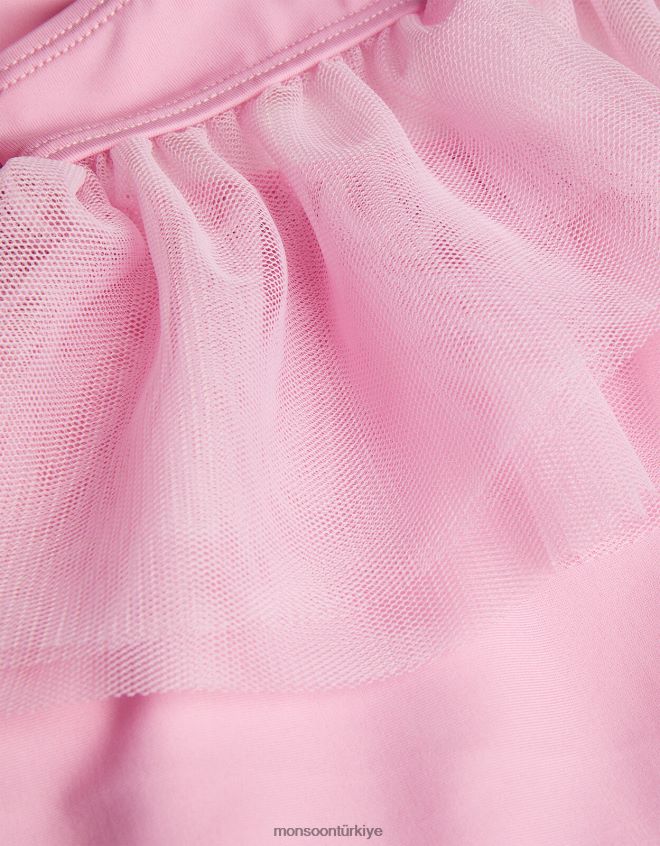 Monsoon kız harikalar diyarı fırfır kollu tek parça streç giysi JH86BT1841 Giyim pembe (koyu pembe)