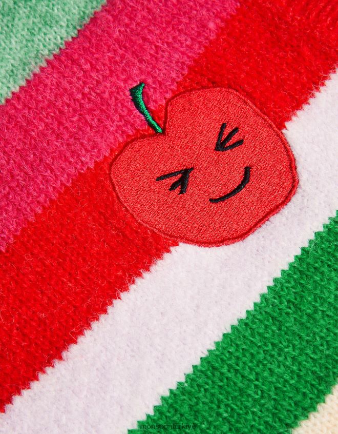 Monsoon kız çizgili kazak yelek JH86BT1634 Giyim kırmızı