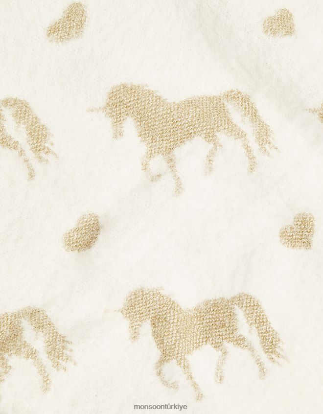 Monsoon kız kabarık tek boynuzlu at desenli kazak JH86BT1804 Giyim fildişi