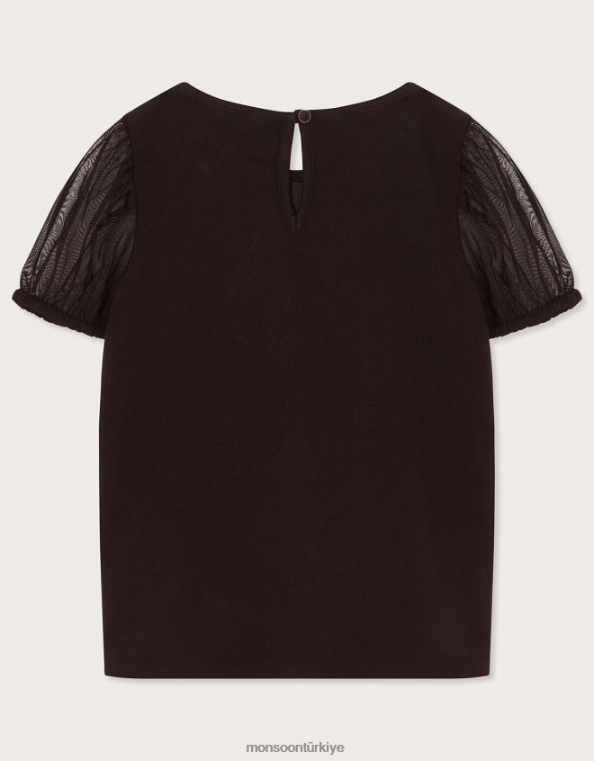 Monsoon kız kedi tişört JH86BT1721 Giyim siyah