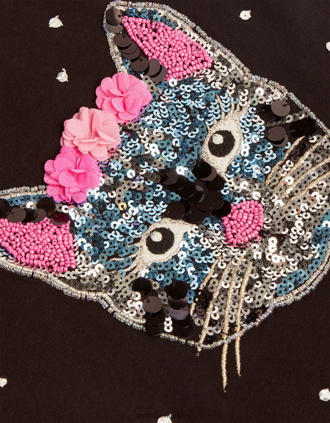 Monsoon kız kedi tişört JH86BT1721 Giyim siyah