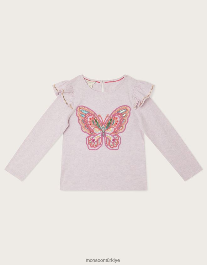 Monsoon kız kelebek uzun kollu üst JH86BT1896 Giyim mor (leylak)