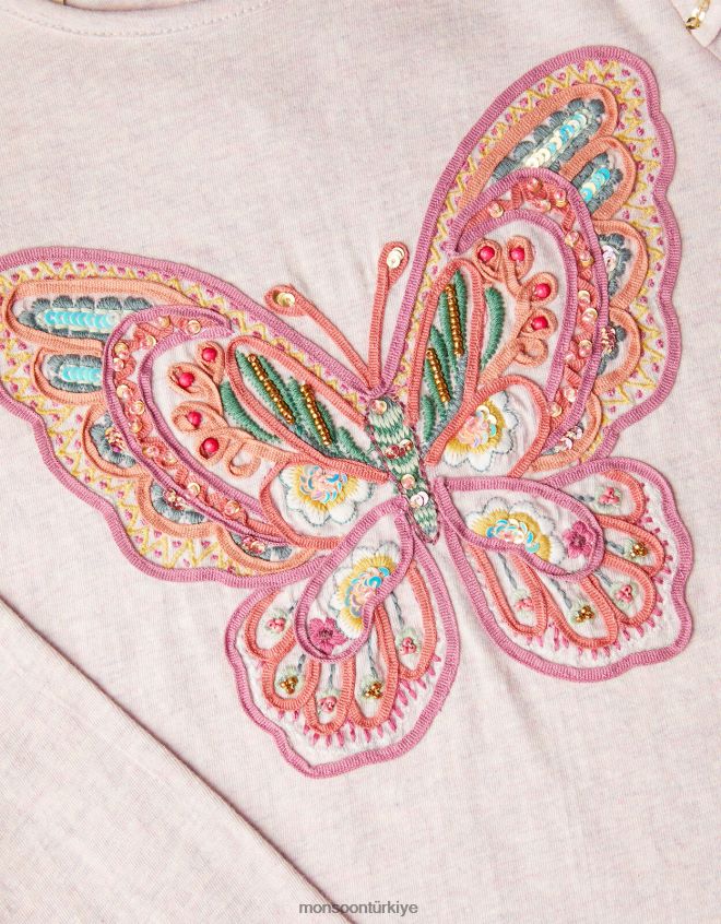 Monsoon kız kelebek uzun kollu üst JH86BT1896 Giyim mor (leylak)