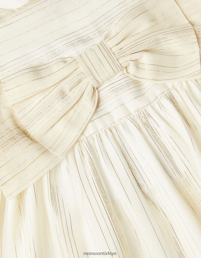 Monsoon kız ışıltılı fiyonklu dokuma bluz JH86BT1762 Giyim fildişi