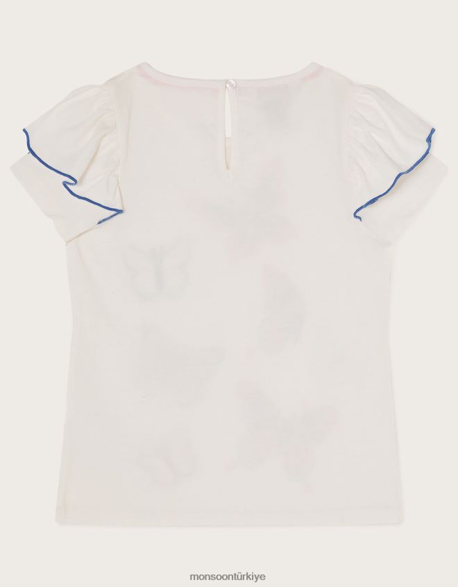 Monsoon kız payetlerle süslenmiş kelebekli üst JH86BT1811 Giyim fildişi