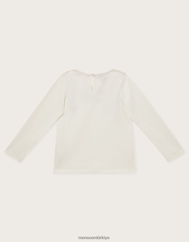 Monsoon kız pullu çiçekli uzun kollu üst JH86BT1766 Giyim fildişi