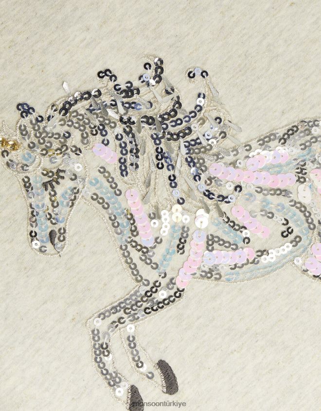 Monsoon kız pullu tek boynuzlu at puf kollu üst JH86BT1726 Giyim gri