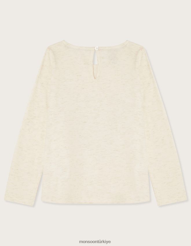 Monsoon kız sincap uzun kollu tişört JH86BT1642 Giyim fildişi