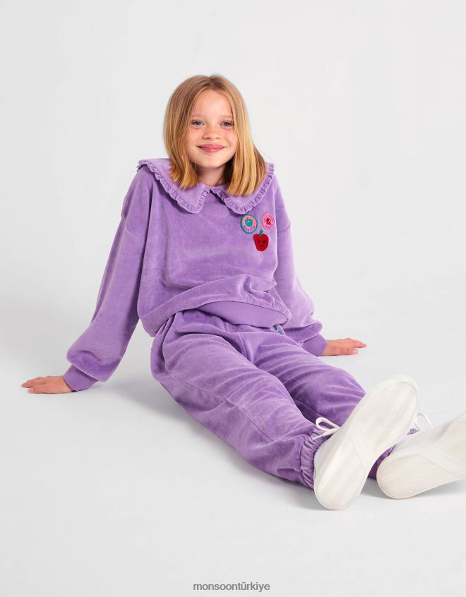 Monsoon çocuklar kadife yakalı üst JH86BT1650 Giyim mor