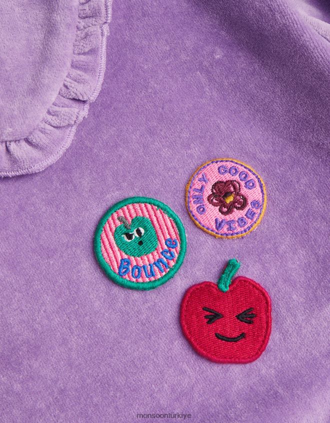 Monsoon çocuklar kadife yakalı üst JH86BT1650 Giyim mor