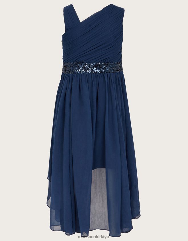 Monsoon kız abigail tek omuzlu balo elbisesi JH86BT1604 Giyim Mavi Donanma)