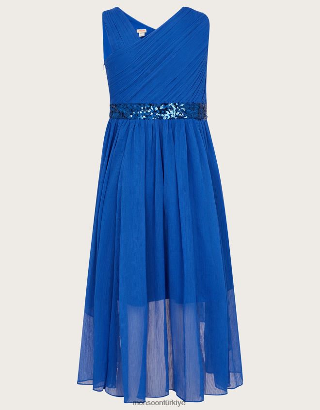 Monsoon kız abigail tek omuzlu balo elbisesi JH86BT2002 Giyim mavi