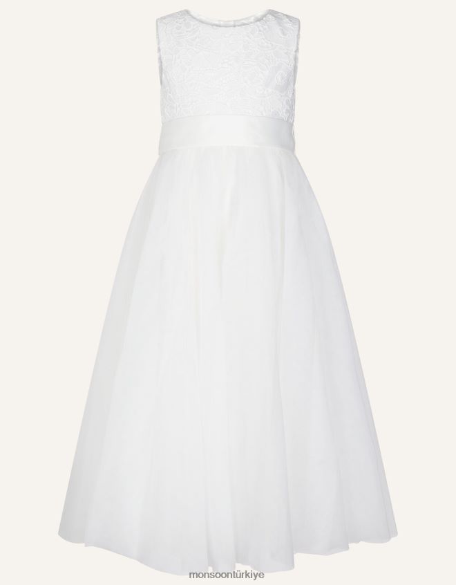 Monsoon kız alice dantel korsajlı tül maxi elbise JH86BT2043 Giyim fildişi