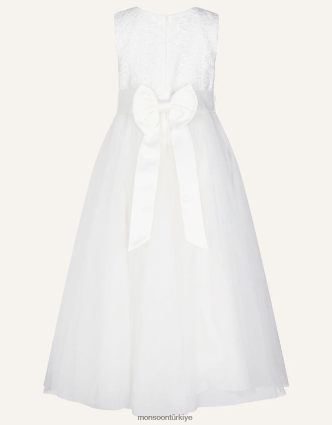 Monsoon kız alice dantel korsajlı tül maxi elbise JH86BT2043 Giyim fildişi