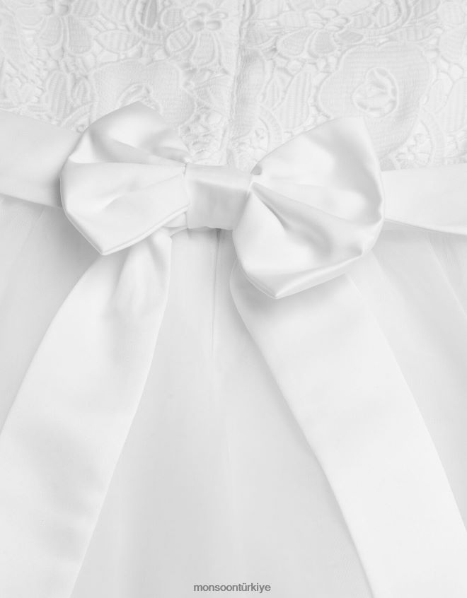 Monsoon kız alice dantel tül maxi cemaat elbisesi JH86BT2001 Giyim beyaz