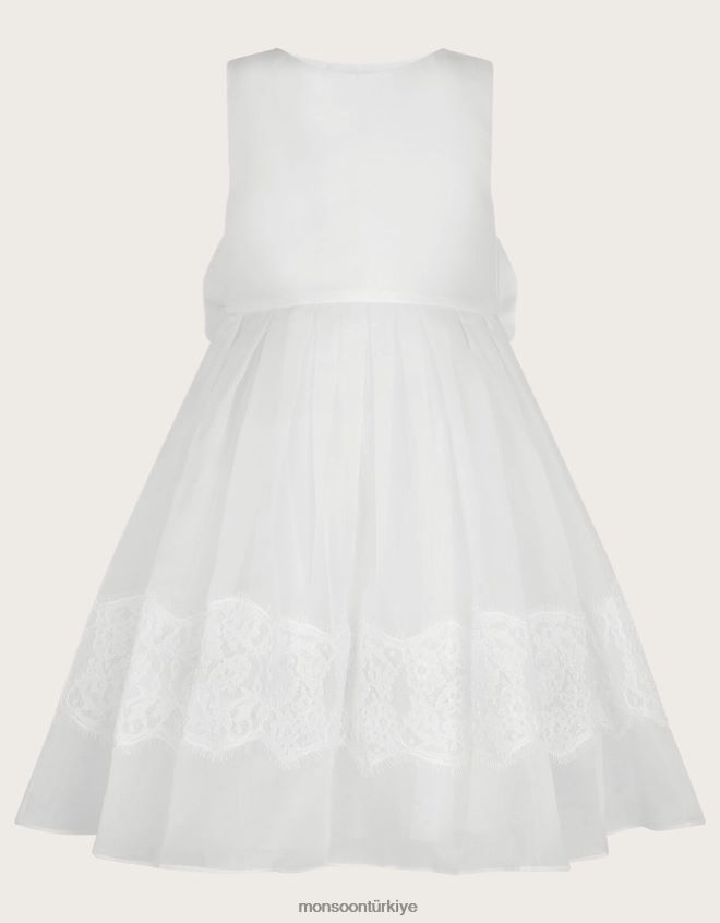 Monsoon kız alovette dantel cemaat elbisesi JH86BT1987 Giyim beyaz