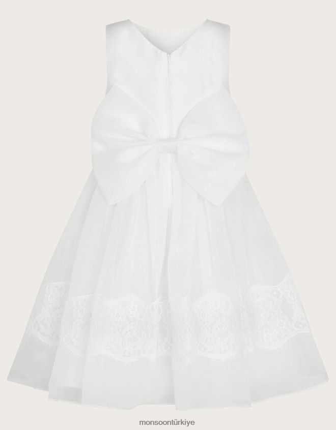 Monsoon kız alovette dantel cemaat elbisesi JH86BT1987 Giyim beyaz