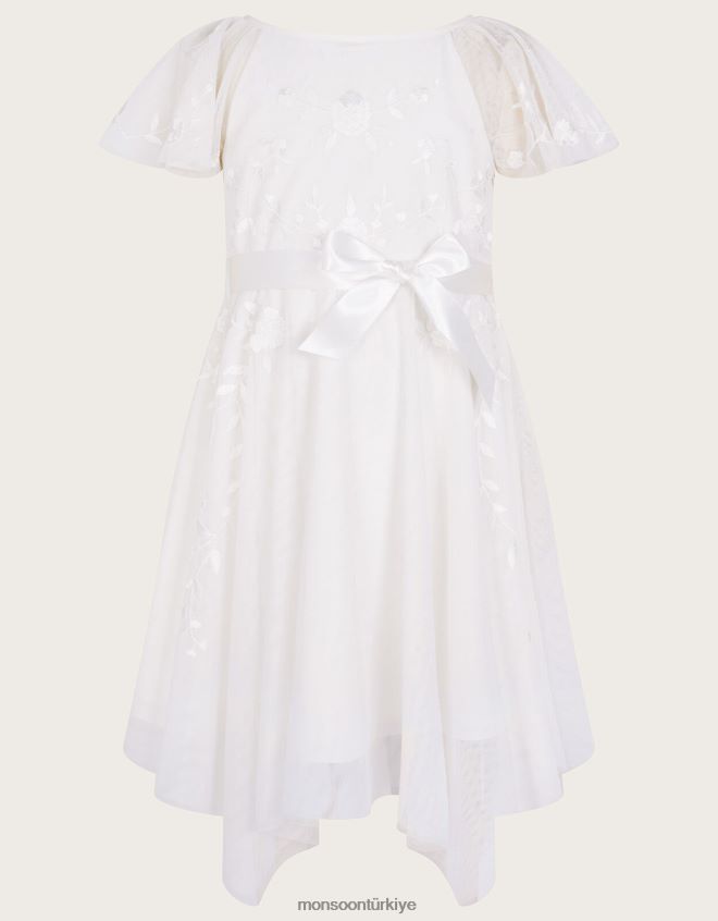 Monsoon kız amelia işlemeli tül elbise JH86BT1990 Giyim fildişi