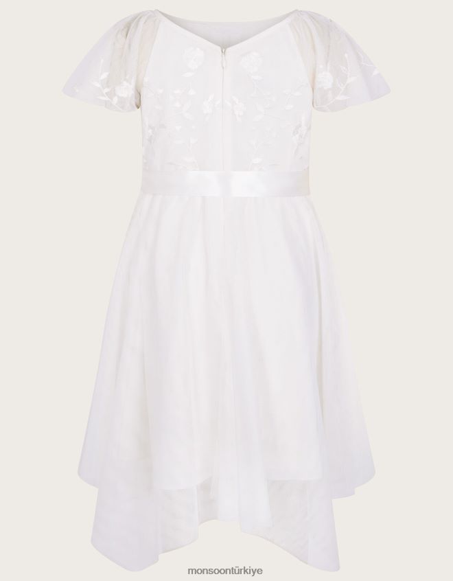 Monsoon kız amelia işlemeli tül elbise JH86BT1990 Giyim fildişi
