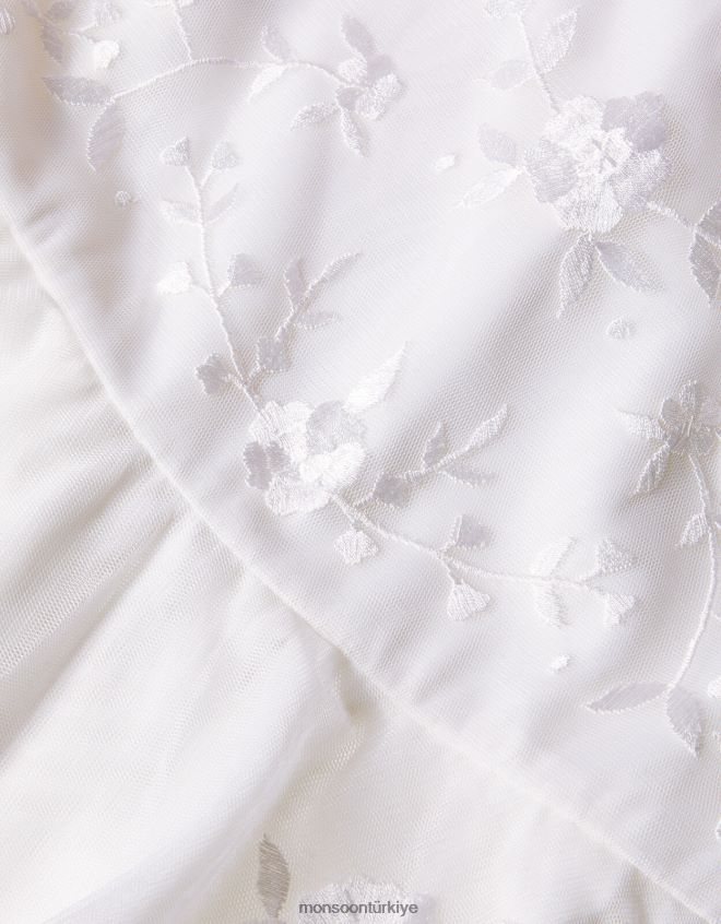 Monsoon kız amelia işlemeli tül elbise JH86BT1990 Giyim fildişi