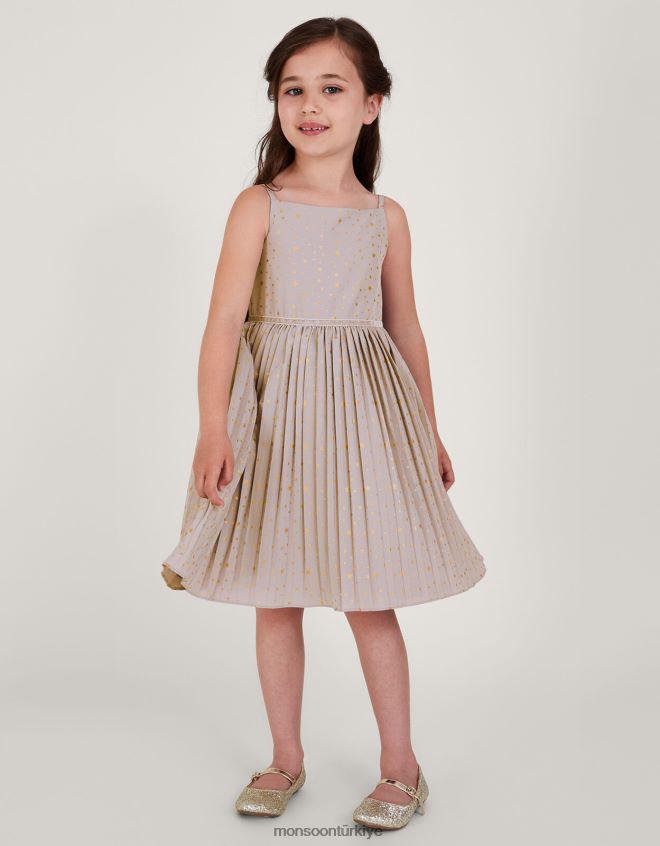 Monsoon kız angelina kozmik desenli pilili elbise JH86BT1675 Giyim mor (leylak)