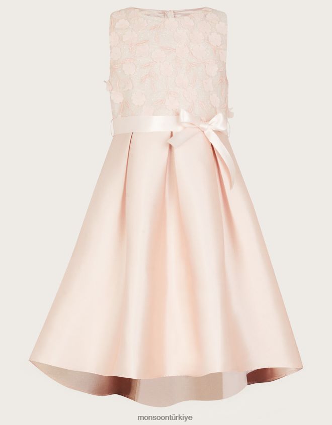 Monsoon kız anika yüksek düşük nedime elbisesi JH86BT1566 Giyim pembe