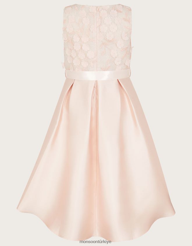 Monsoon kız anika yüksek düşük nedime elbisesi JH86BT1566 Giyim pembe