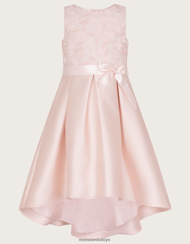 Monsoon kız anika yüksek düşük nedime elbisesi JH86BT2005 Giyim pembe
