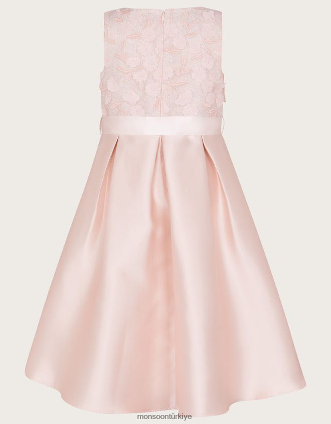 Monsoon kız anika yüksek düşük nedime elbisesi JH86BT2005 Giyim pembe