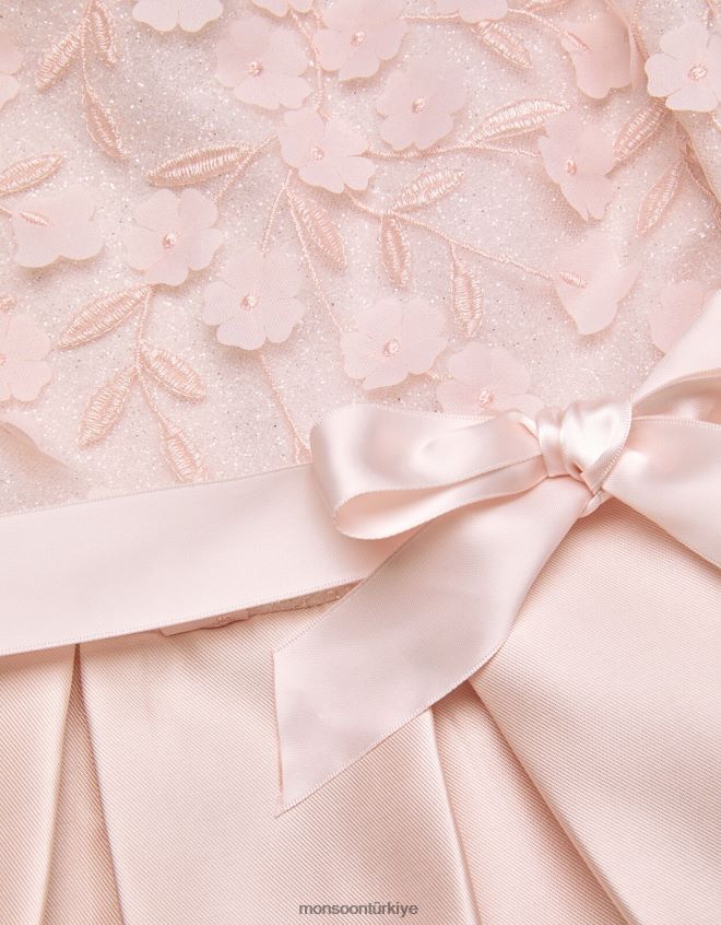 Monsoon kız anika yüksek düşük nedime elbisesi JH86BT2005 Giyim pembe