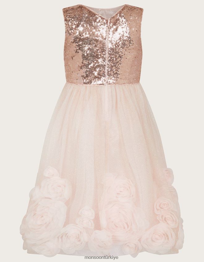 Monsoon kız arabella 3 boyutlu gül elbise JH86BT1665 Giyim pembe (koyu pembe)