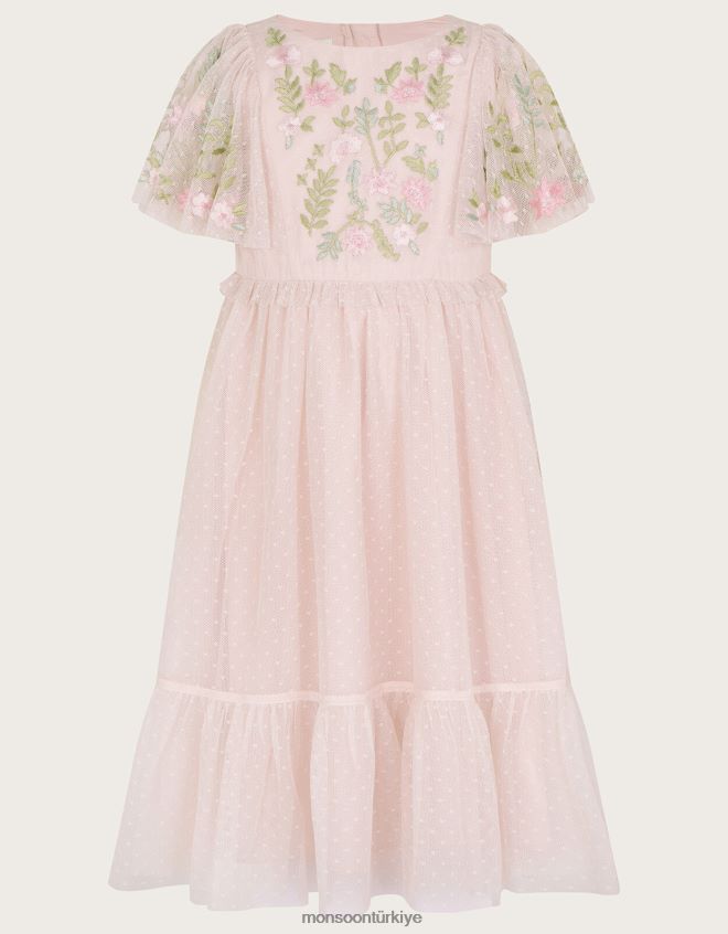 Monsoon kız avalyn çarpıntılı kollu elbise JH86BT1585 Giyim pembe